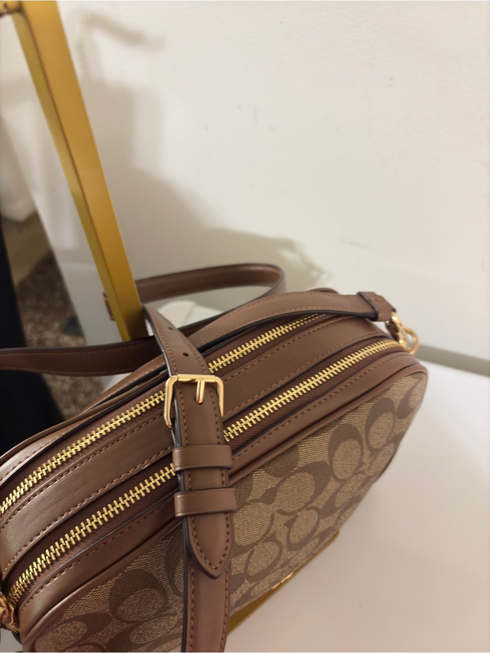 Coach Brown Signature Canvas Crossbody with Gold Hardware - Picture 4 of 14